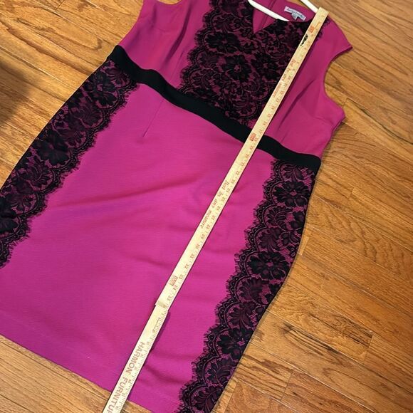Danny and Nicole size 20 W sleeveless fuchsia with black lace dress - Picture 8 of 9